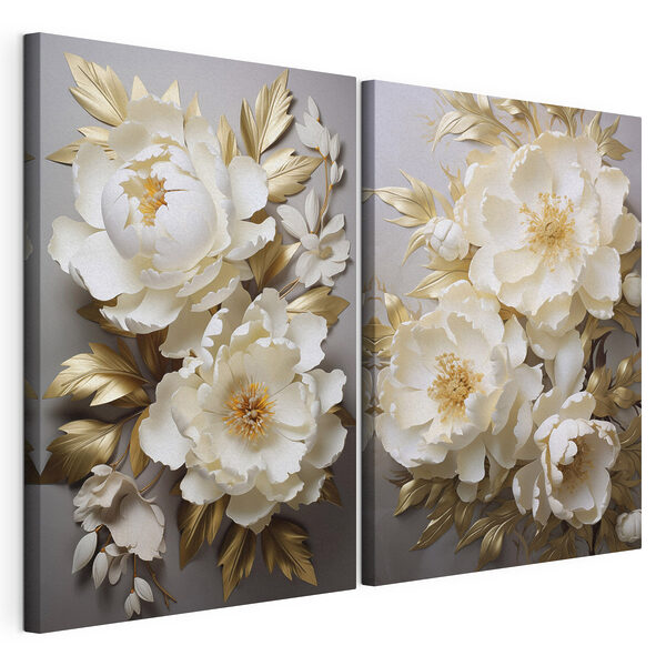 Collage aus weißen Blumen Modularer Leinwanddruck Collage aus weißen Blumen