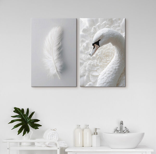 White feather and a swan White feather and a swan