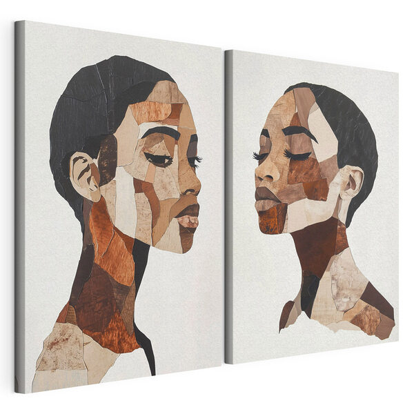 Modularer Leinwanddruck Collage des Gesichts einer Frau