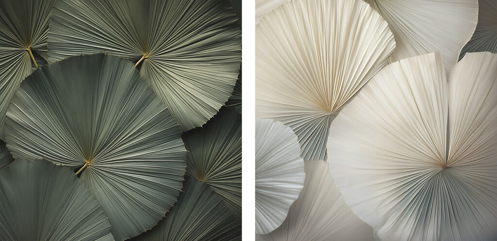 - Intricate fans in soft colors - Intricate fans in soft colors