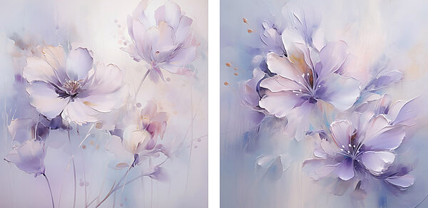 Painting of flowers on a white surface Painting of flowers on a white surface