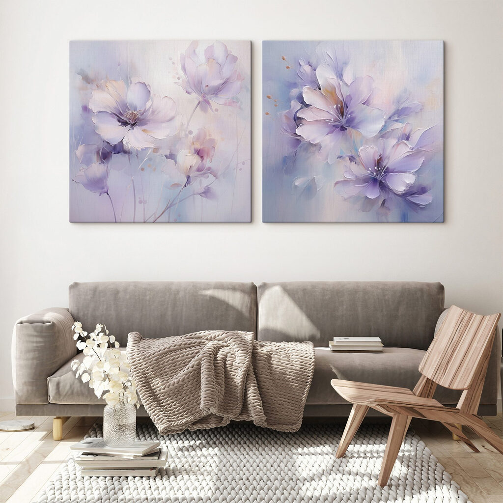 Painting of flowers on a white surface Painting of flowers on a white surface