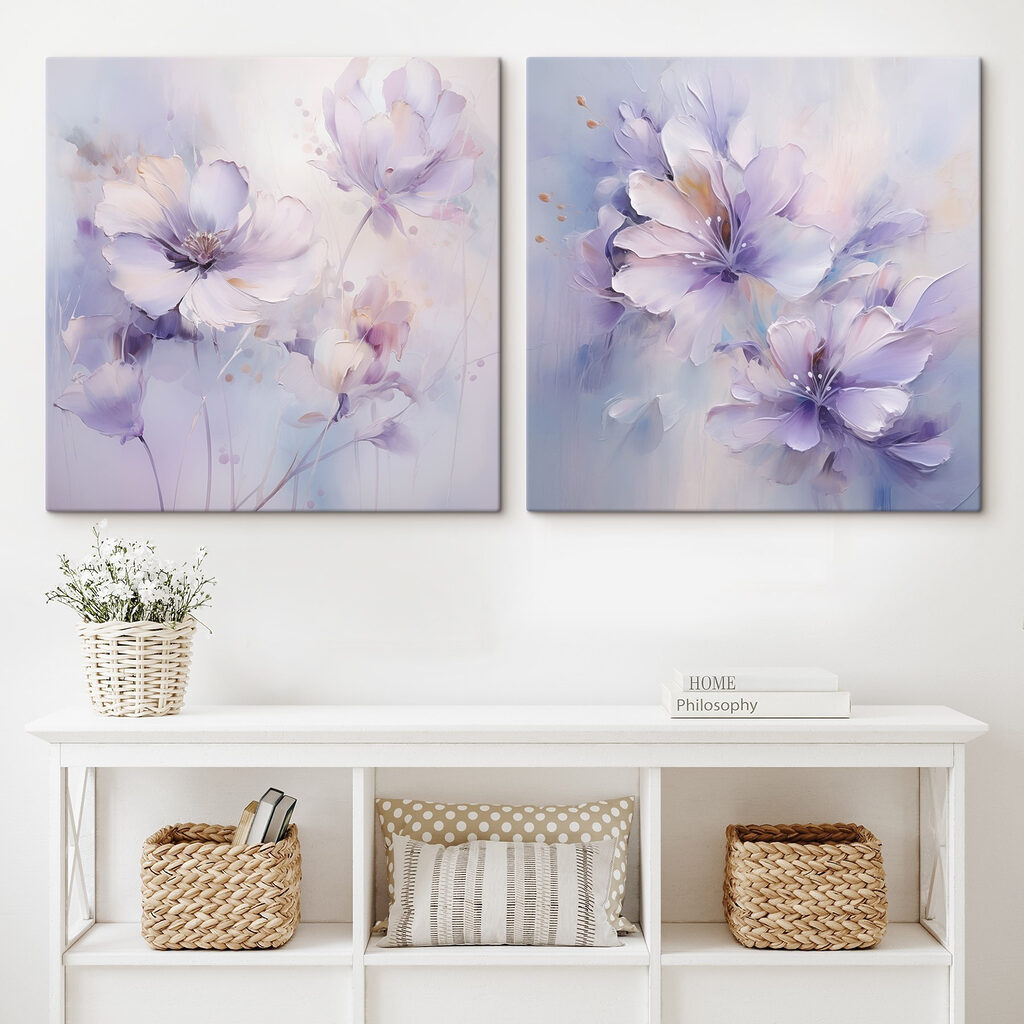 Painting of flowers on a white surface Painting of flowers on a white surface