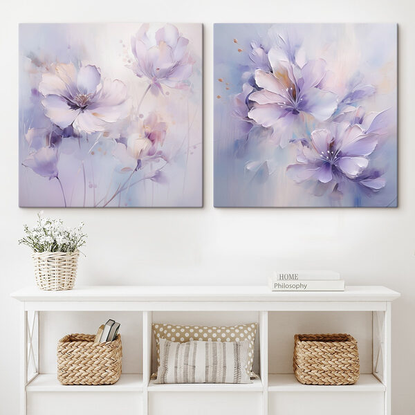 Painting of flowers on a white surface Painting of flowers on a white surface