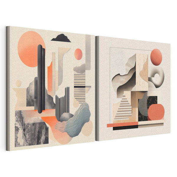 Collage aus verschiedenen Formen und Farben Modularer Leinwanddruck Collage aus verschiedenen Formen und Farben