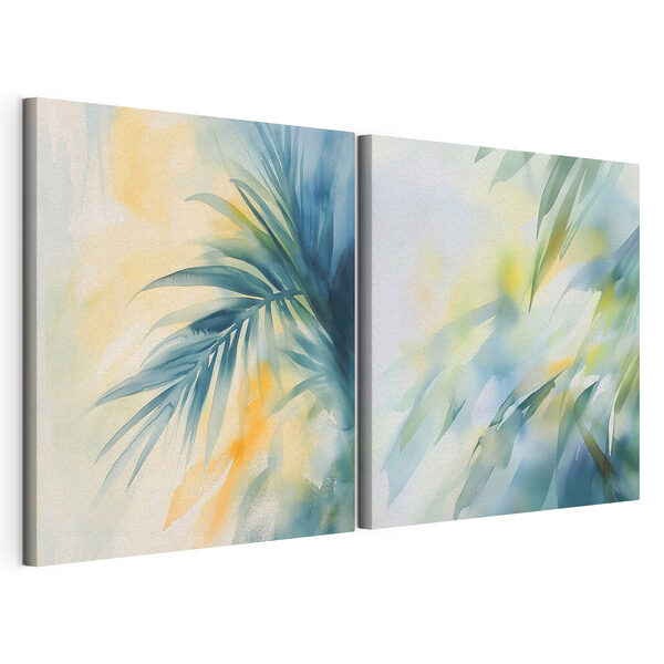 Aquarellbild mit Blättern Modularer Leinwanddruck Aquarellbild mit Blättern