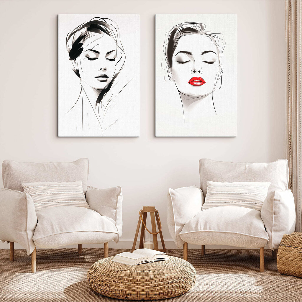 Woman's face with red lips Woman's face with red lips
