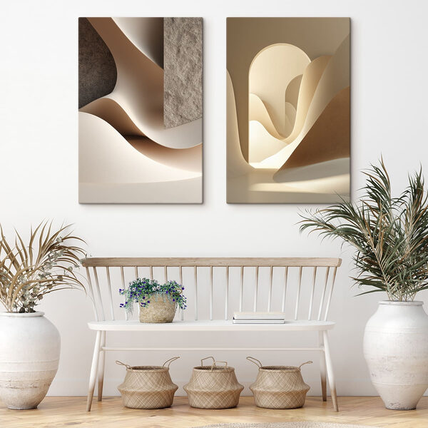 Collage of a room with a curved object Collage of a room with a curved object