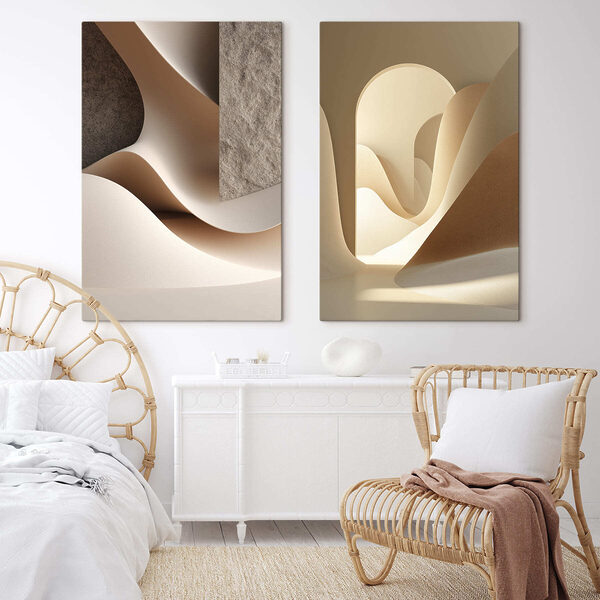 Collage of a room with a curved object Collage of a room with a curved object