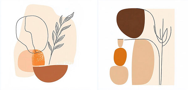 Couple of paintings of a woman and a plant Couple of paintings of a woman and a plant