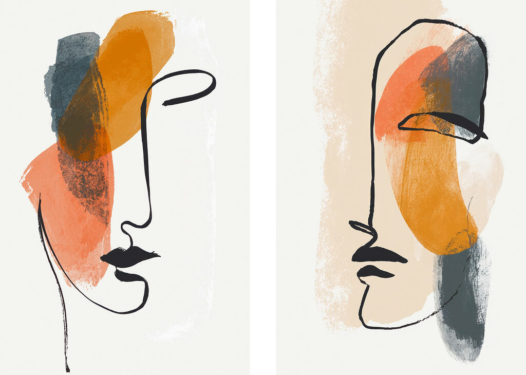 Two faces drawn on paper Two faces drawn on paper