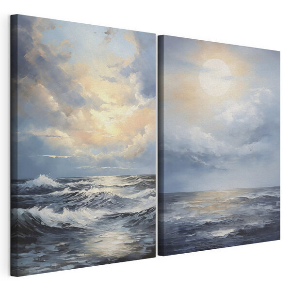 Gemälde, das das Meer und die Sonne zeigt Modularer Leinwanddruck Gemälde, das das Meer und die Sonne zeigt