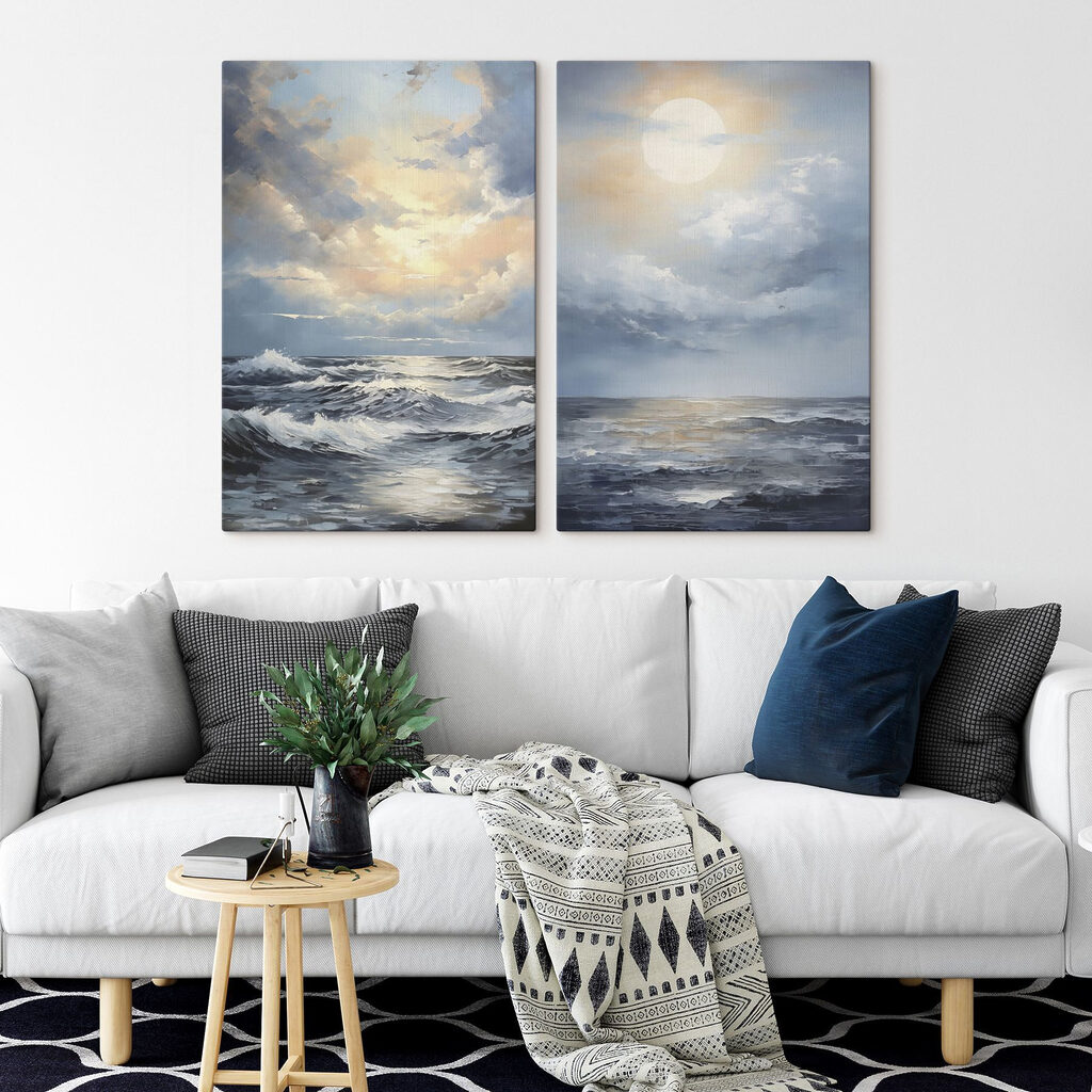 Painting of a sea and the sun Painting of a sea and the sun