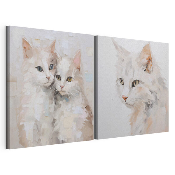 Zwei Katzenbilder Modularer Leinwanddruck Zwei Katzenbilder