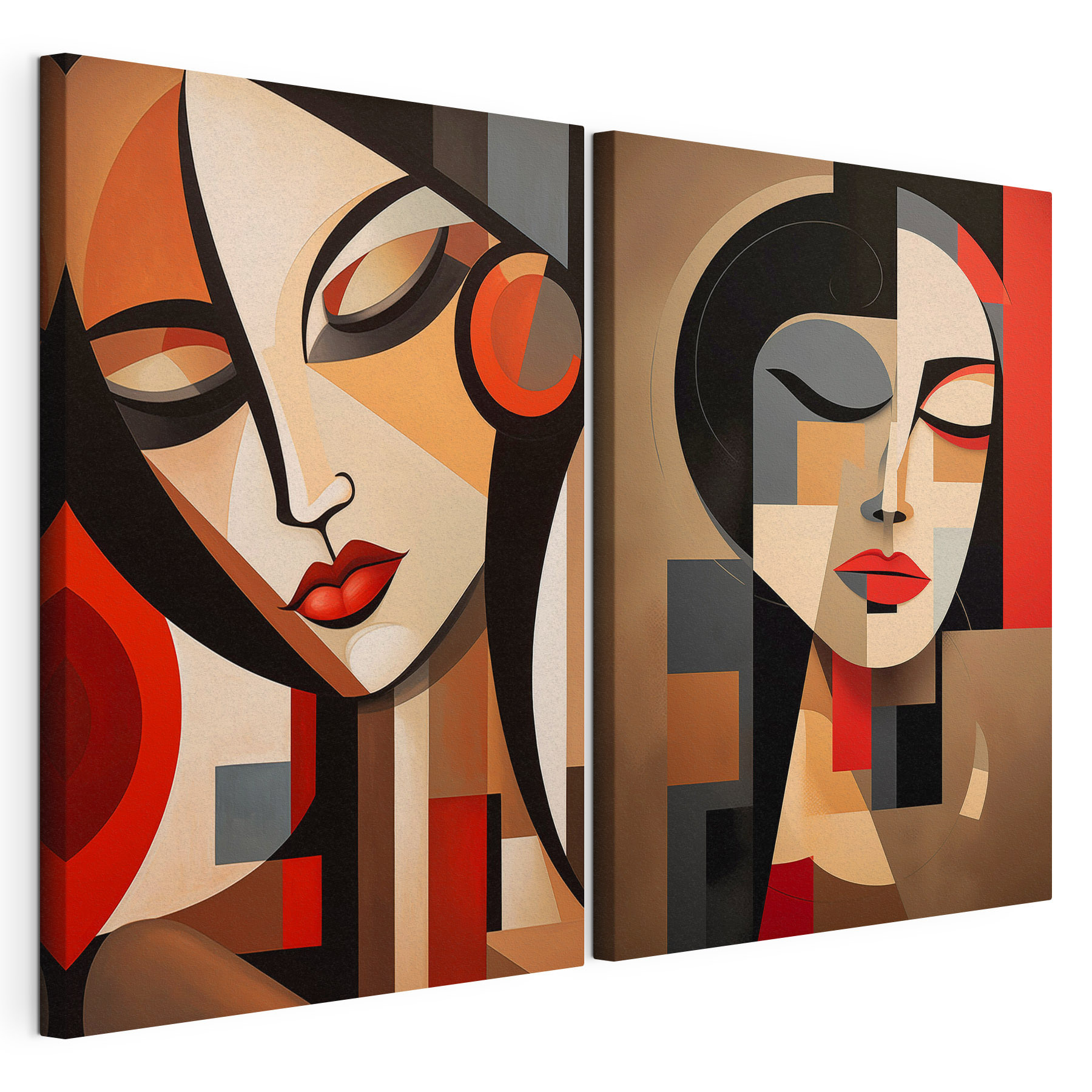 Two paintings of women with different colors Two paintings of women with different colors