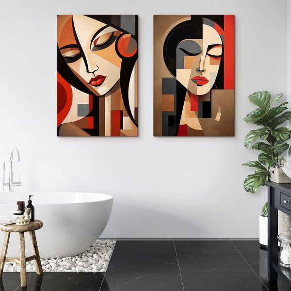 Two paintings of women with different colors Two paintings of women with different colors