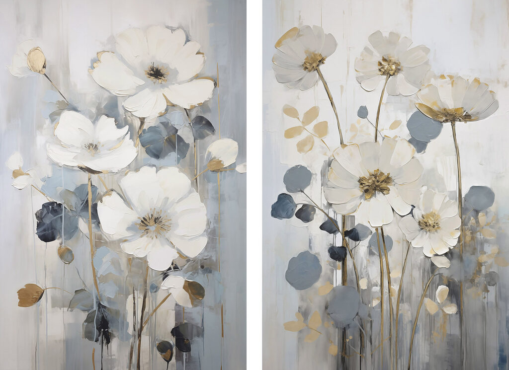 Painting of flowers and leaves Painting of flowers and leaves
