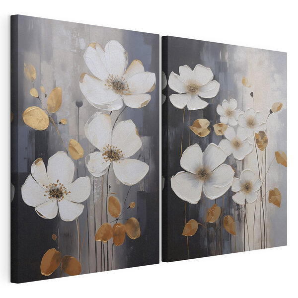 Modularer Leinwanddruck Modularer Leinwanddruck Elegante Blumen in harmonischen Farbtönen (Artikelnummer: m30452)