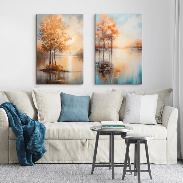 Painting of trees in water Painting of trees in water