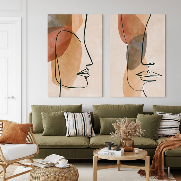 - Abstract profiles in soft hues - Abstract profiles in soft hues