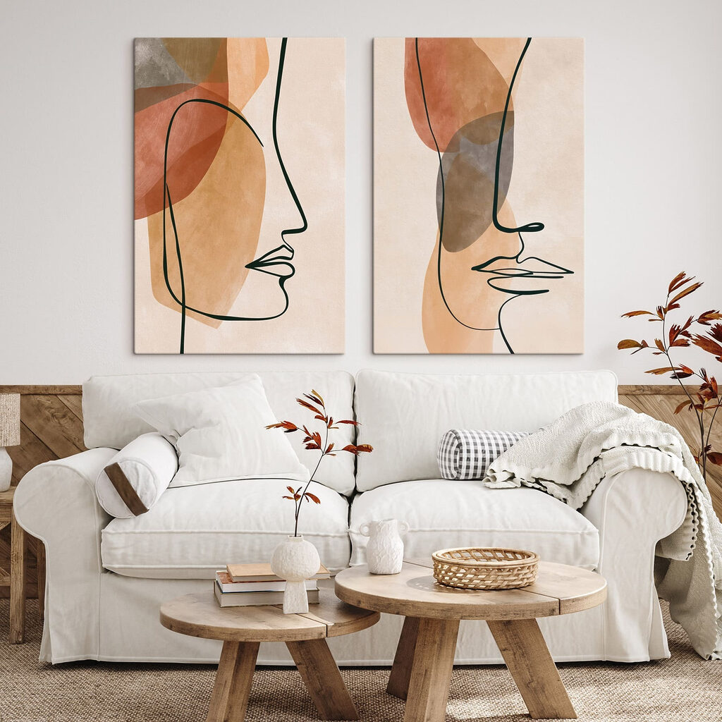 - Abstract profiles in soft hues - Abstract profiles in soft hues