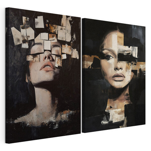 Collage des Gesichts einer Frau Modularer Leinwanddruck Collage des Gesichts einer Frau