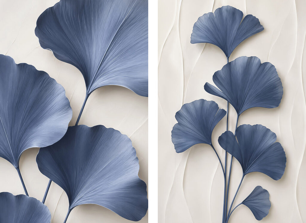 Elegant blue leaves in harmony
