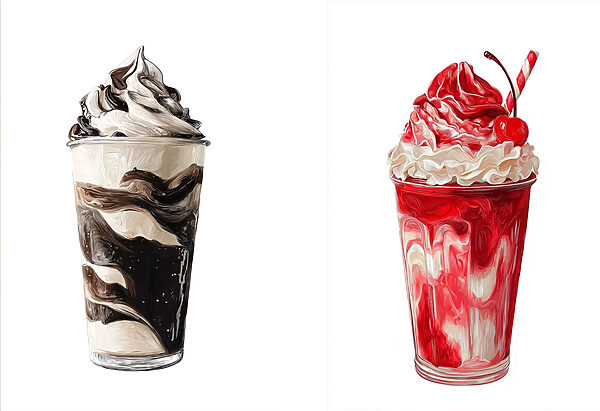 Couple of ice cream sundaes Couple of ice cream sundaes