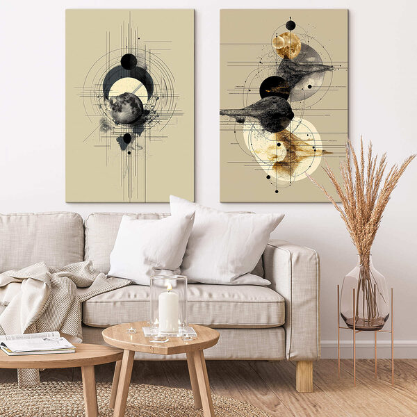 Two images of planets and circles Two images of planets and circles