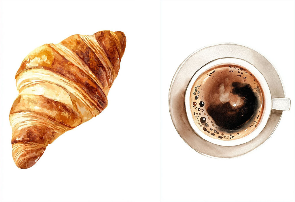 Croissant and a cup of coffee Croissant and a cup of coffee