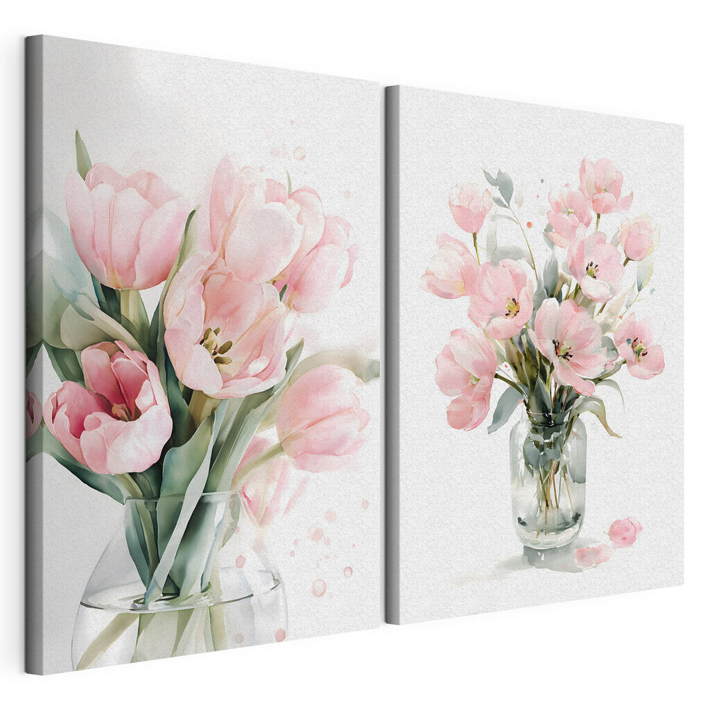Couple of pink flowers in a vase Couple of pink flowers in a vase