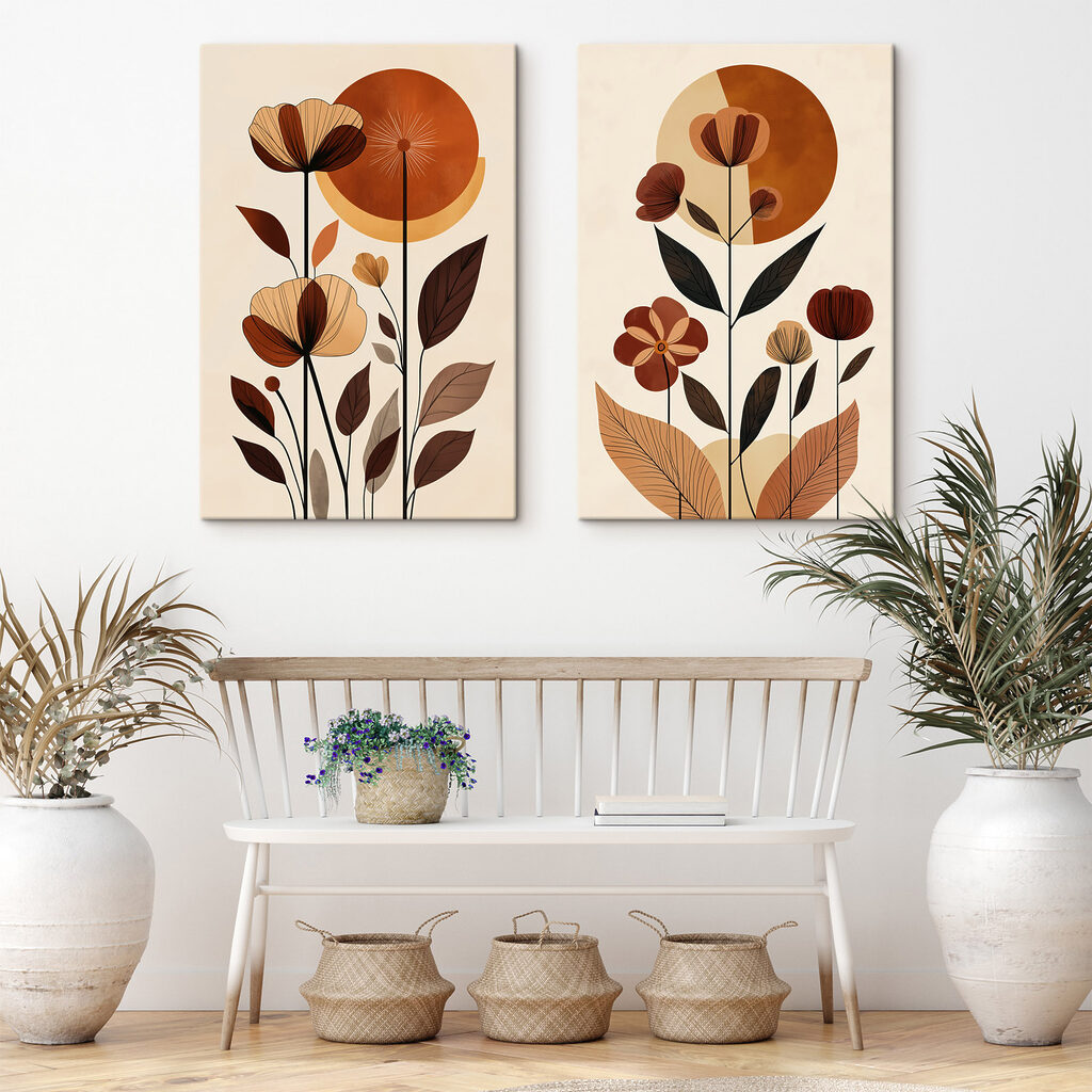 Painting of flowers and leaves Painting of flowers and leaves
