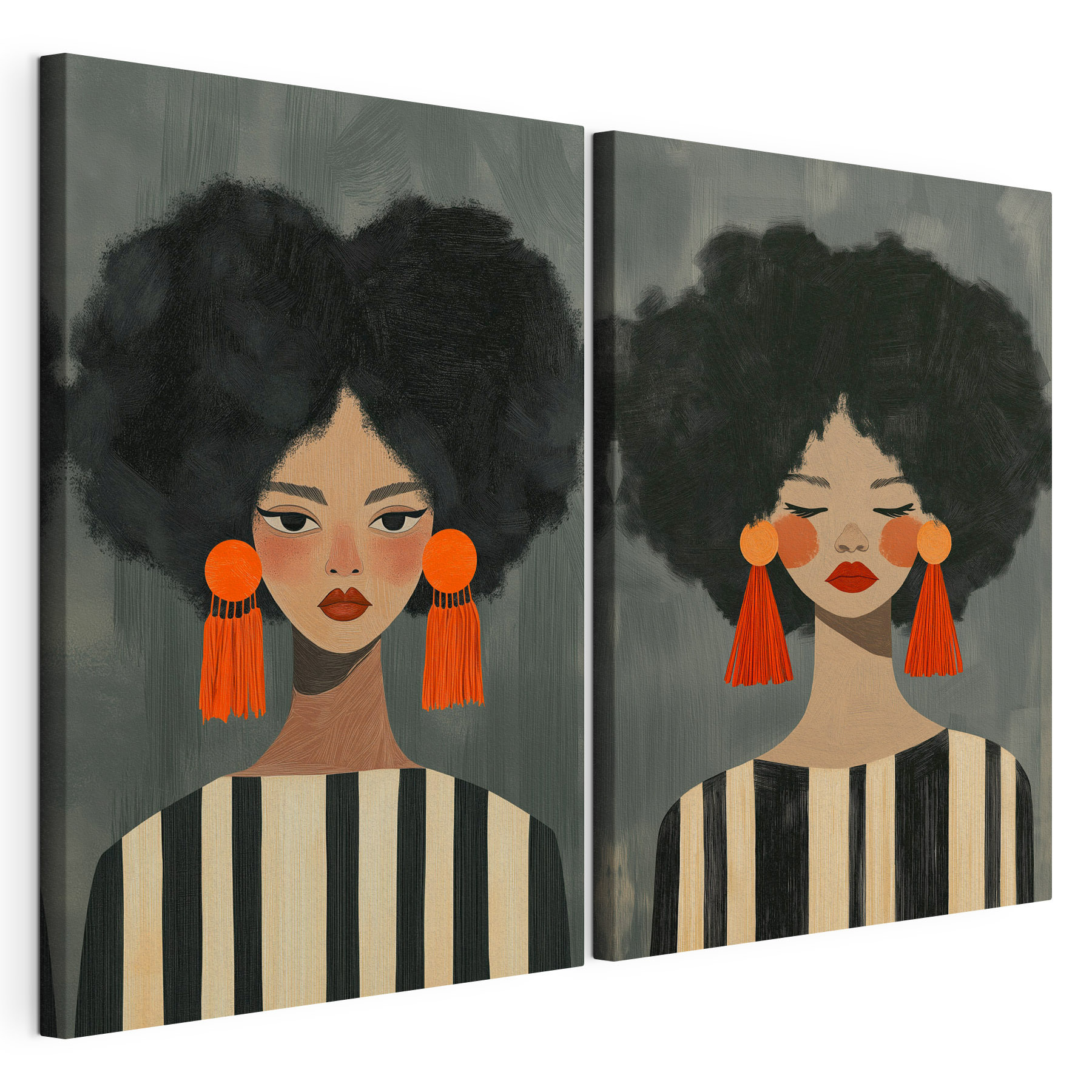 Couple of women with big earrings Couple of women with big earrings