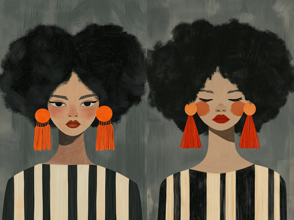 Couple of women with big earrings Couple of women with big earrings
