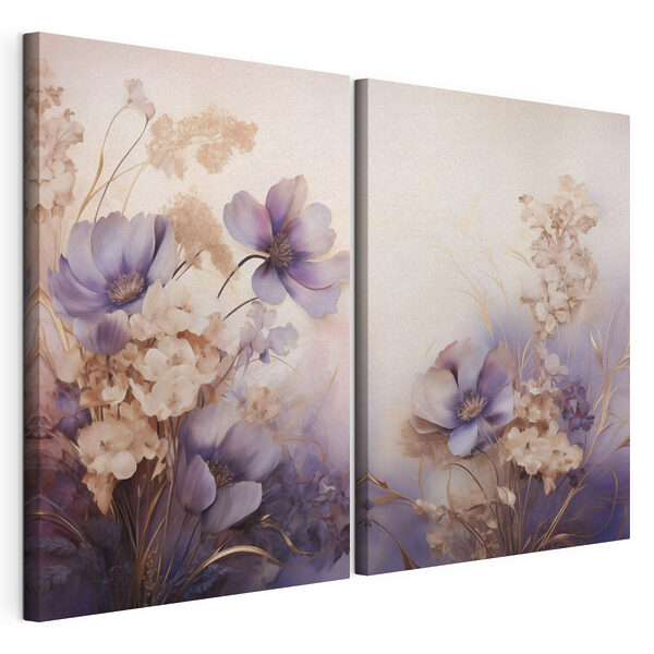 Zarte Blumen in sanften Pastelltönen Modularer Leinwanddruck Zarte Blumen in sanften Pastelltönen