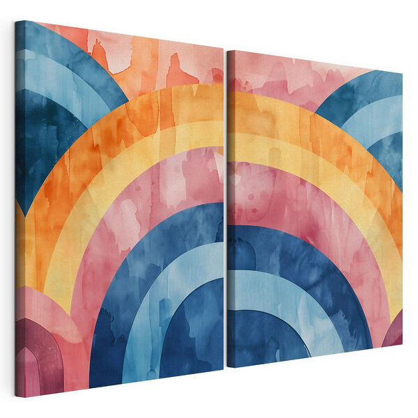 Farbenfrohes Aquarellbild mit Kreisen Modularer Leinwanddruck Farbenfrohes Aquarellbild mit Kreisen
