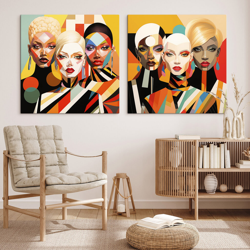 Collage of women with different colors Collage of women with different colors
