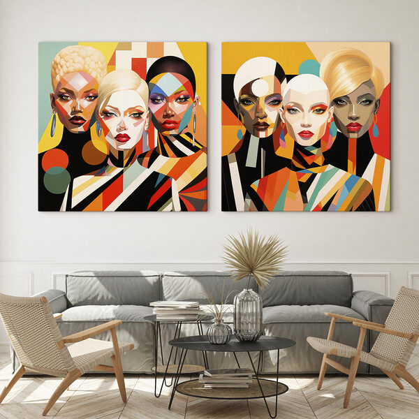 Collage of women with different colors Collage of women with different colors