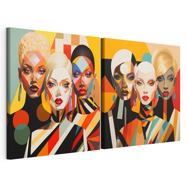 Collage aus Frauen in verschiedenen Farben Modularer Leinwanddruck Collage aus Frauen in verschiedenen Farben