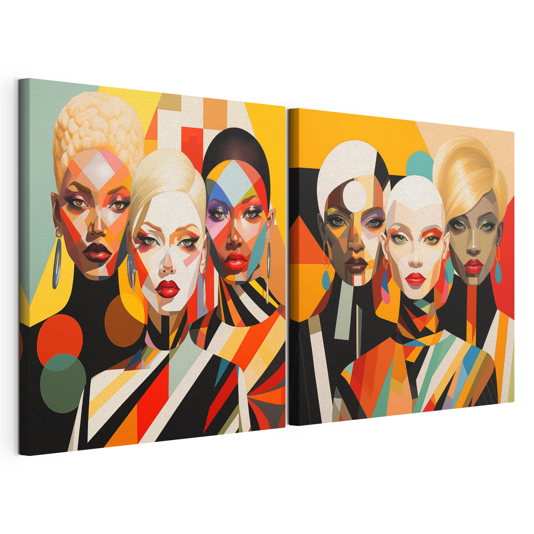 Collage of women with different colors Collage of women with different colors