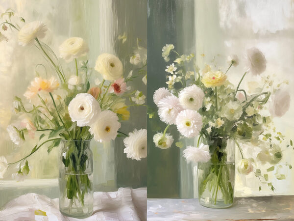 Collage of flowers in a vase Collage of flowers in a vase