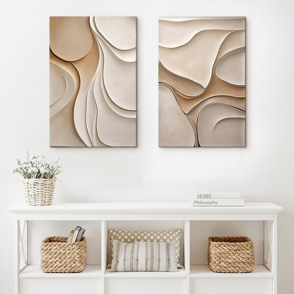 Collage of white and brown wavy shapes Collage of white and brown wavy shapes