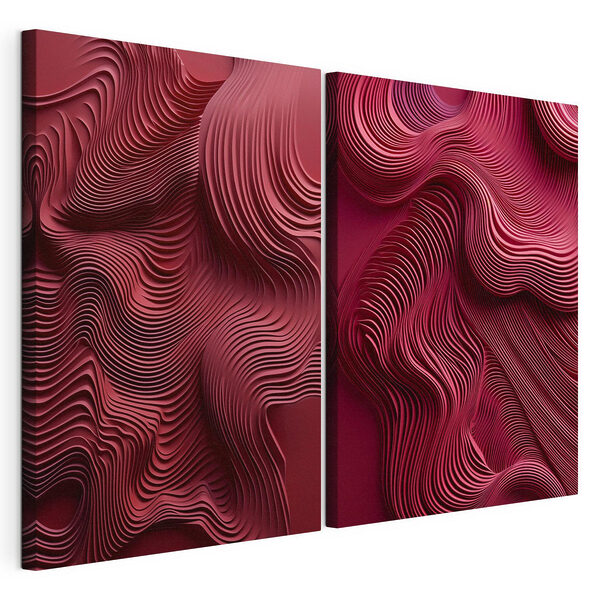 Rote und rosa Wellenlinien Modularer Leinwanddruck Rote und rosa Wellenlinien