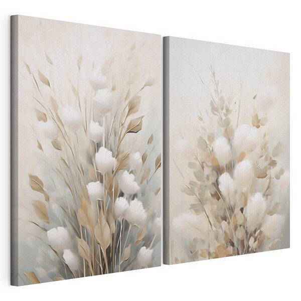 Modularer Leinwanddruck Gemälde von Blumen und Blättern