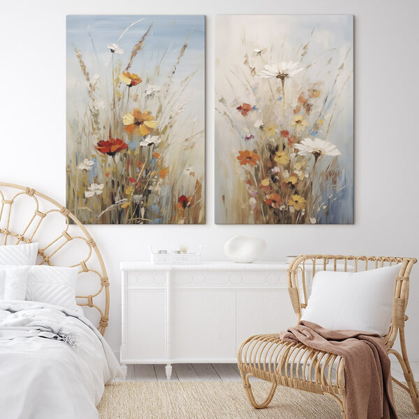 Painting of flowers in a field Painting of flowers in a field