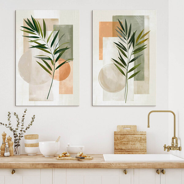 Painting of leaves and squares Painting of leaves and squares