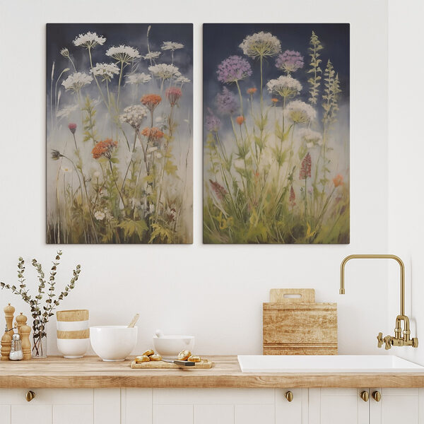 Painting of flowers in a field Painting of flowers in a field