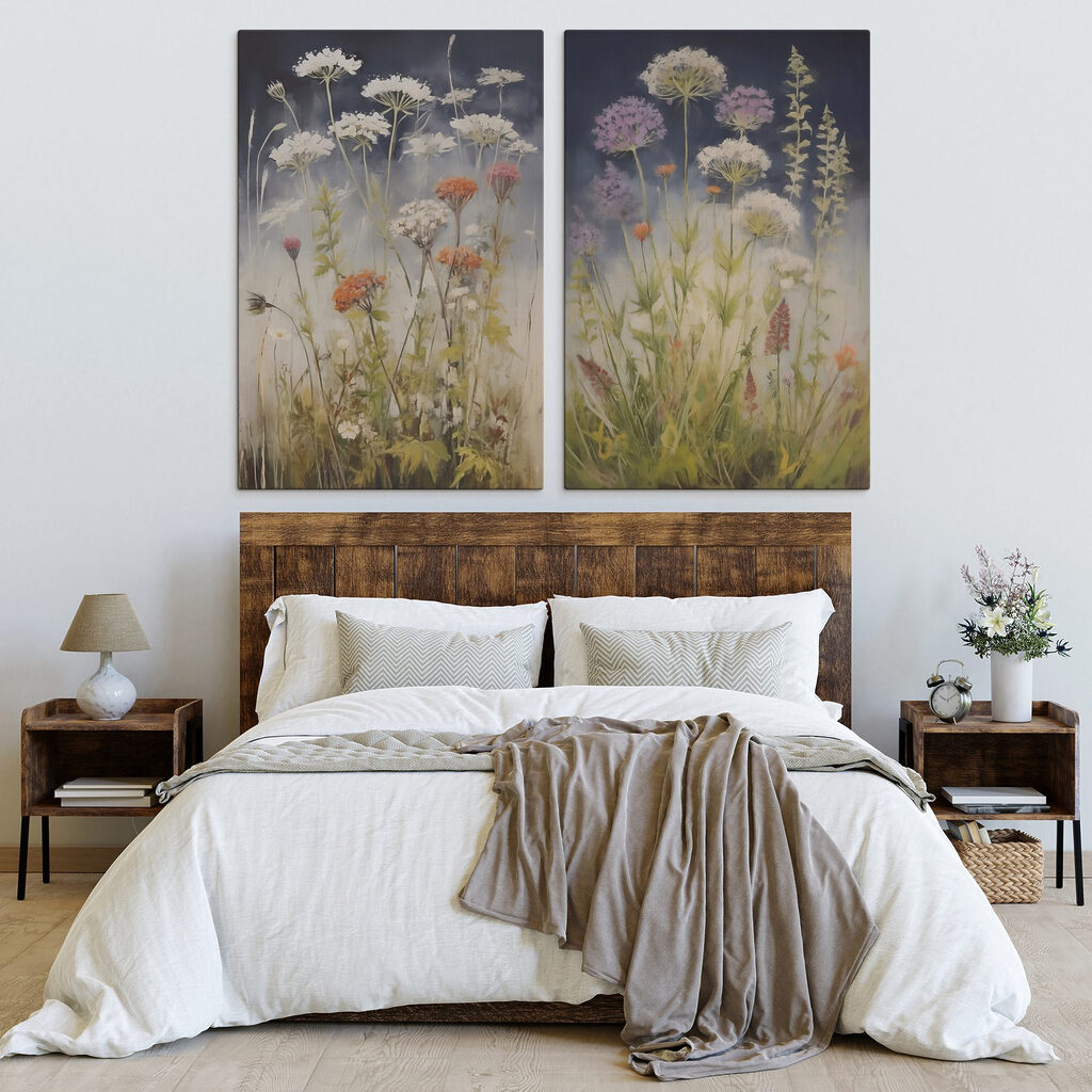 Painting of flowers in a field Painting of flowers in a field