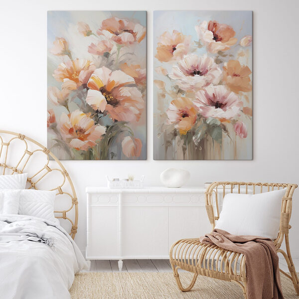 Painting of flowers on a blue background Painting of flowers on a blue background