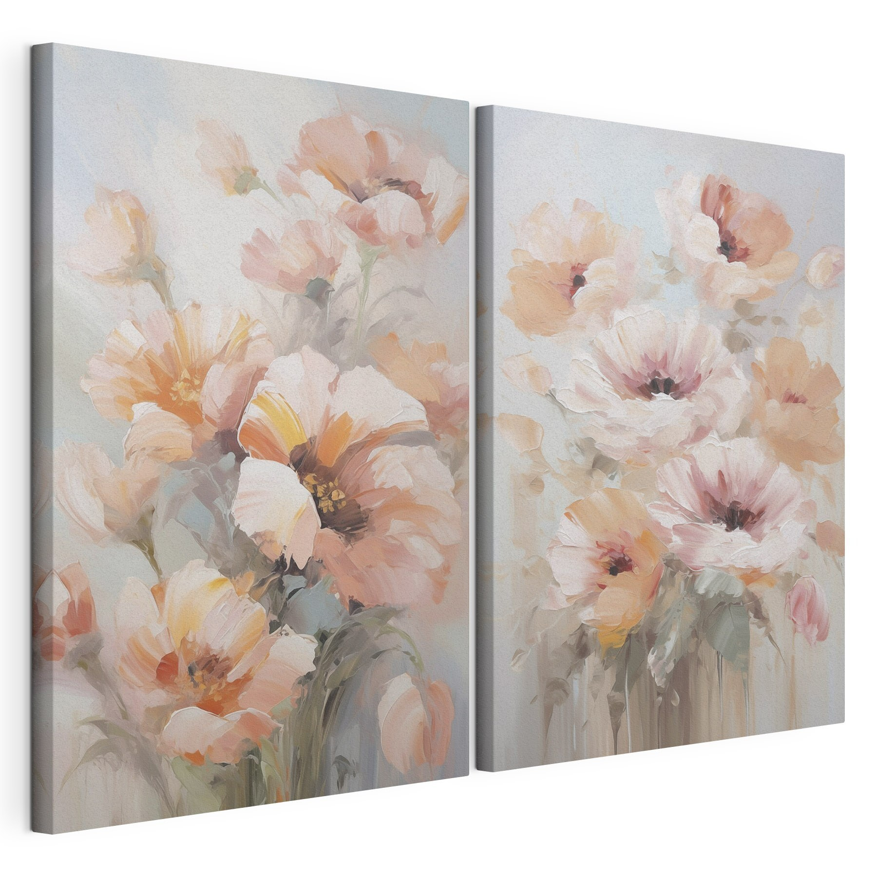 Painting of flowers on a blue background Painting of flowers on a blue background